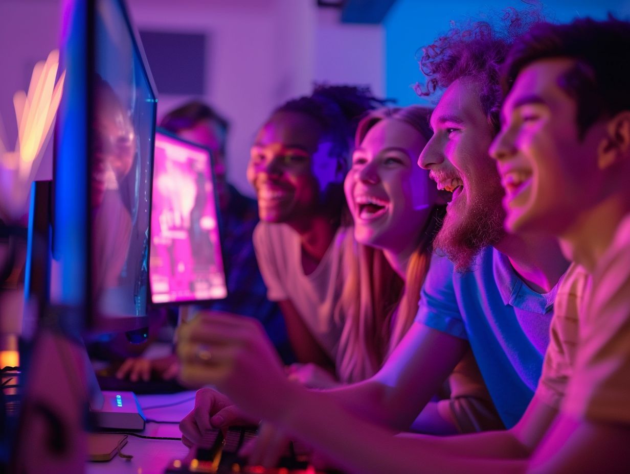 Gamers playing together in a team environment